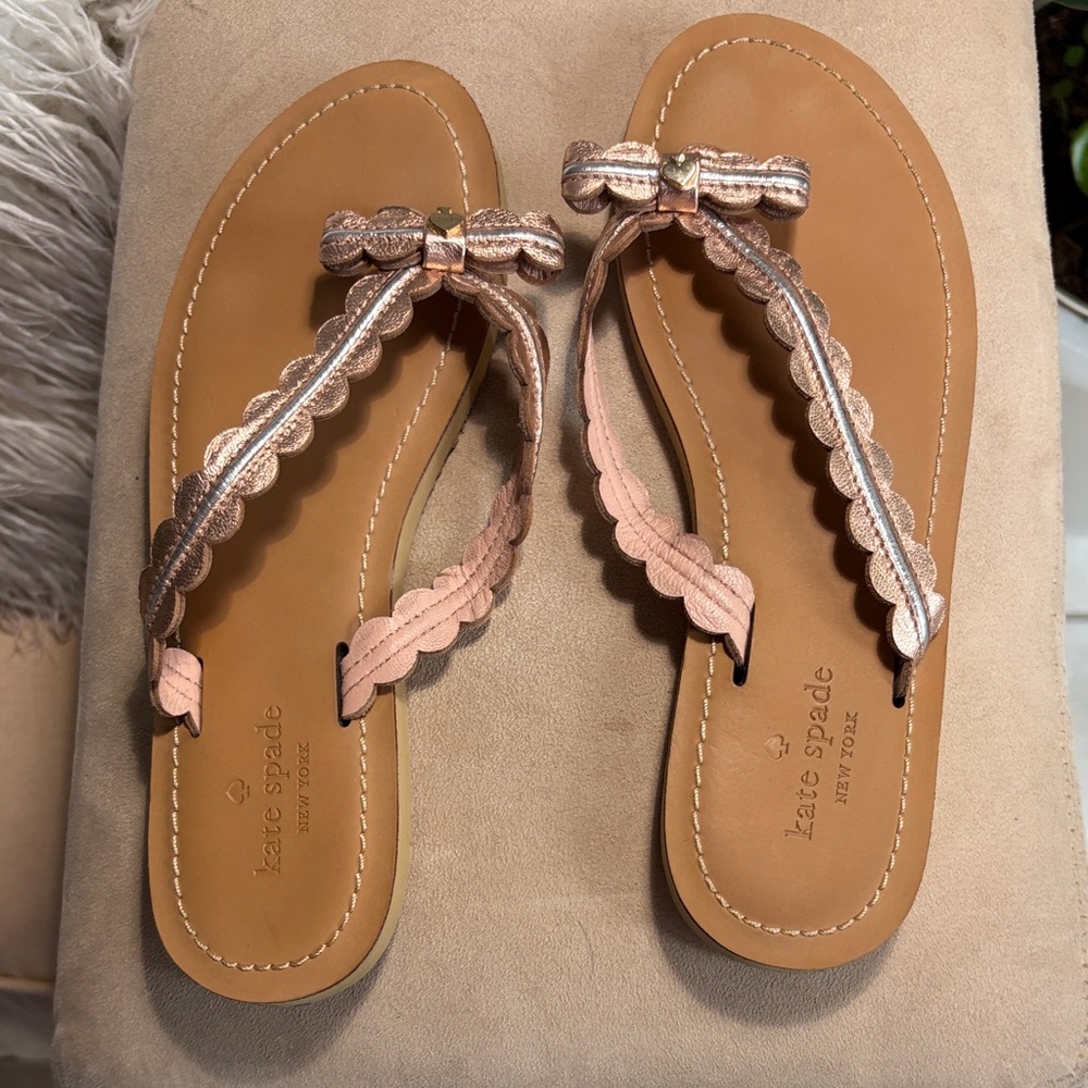 Kate Spade Metallic Pink Scalloped Sandals
